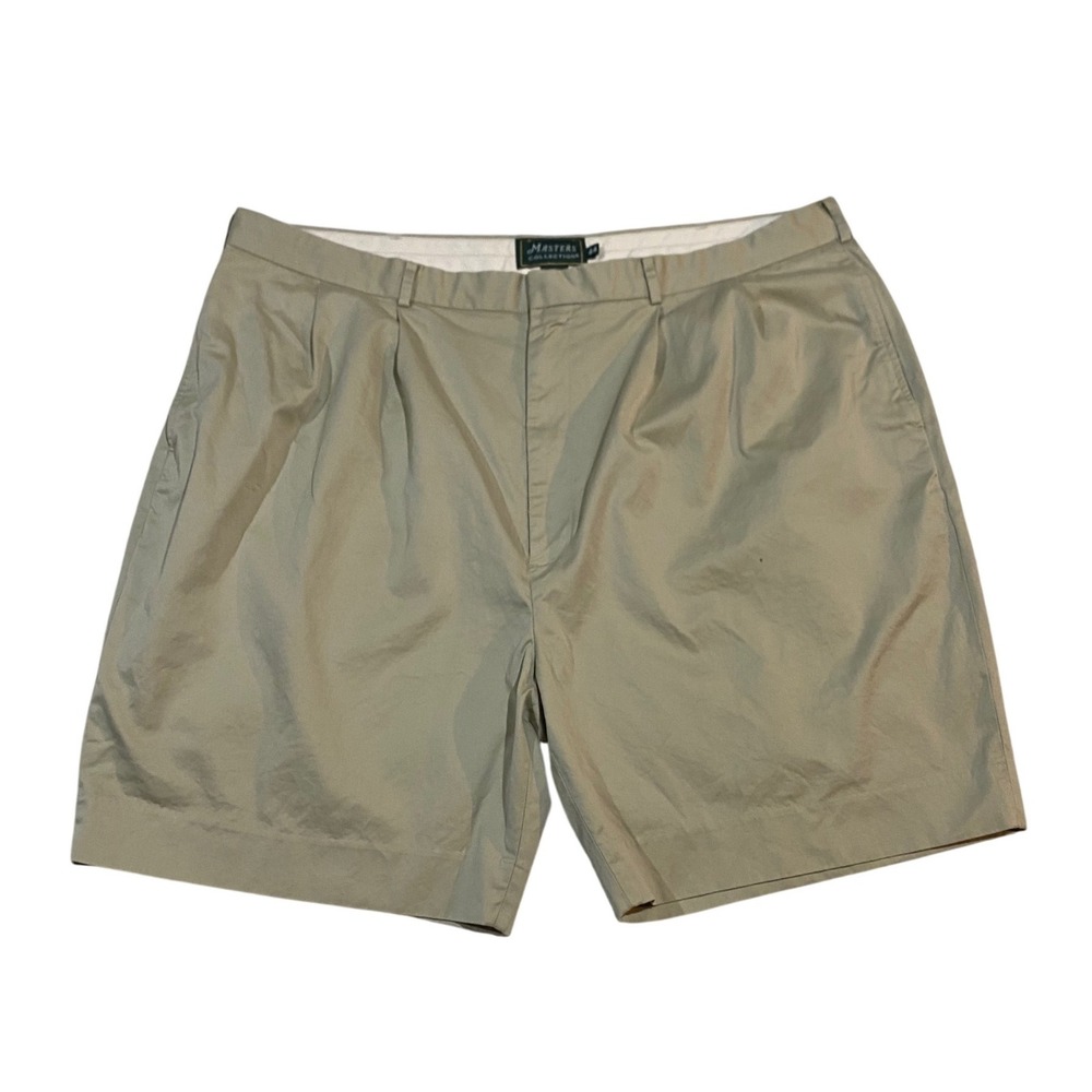 Masters Collection Mens Khaki Tan Pleated Golf Shorts 100% Cotton Size 44